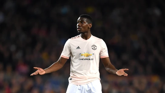 Paul Pogba durante el partido en el Camp Nou Pogba en la vuelta de los cuartos de final de la Champions