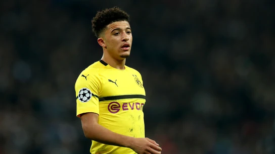 Jadon Sancho durante un partido con el Borussia Dortmund Jadon Sancho jugador del Borussia Dortmund