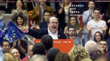 El primer secretario del PSC, Miquel Iceta durante el acto electoral 