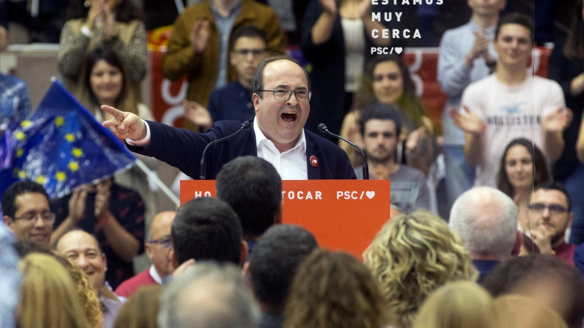 El primer secretario del PSC, Miquel Iceta durante el acto electoral 