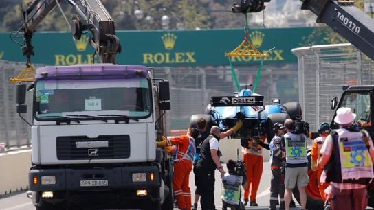 George Russell tras su accidente en Azerbaiyán George Russell tras su accidente en Azerbaiyán