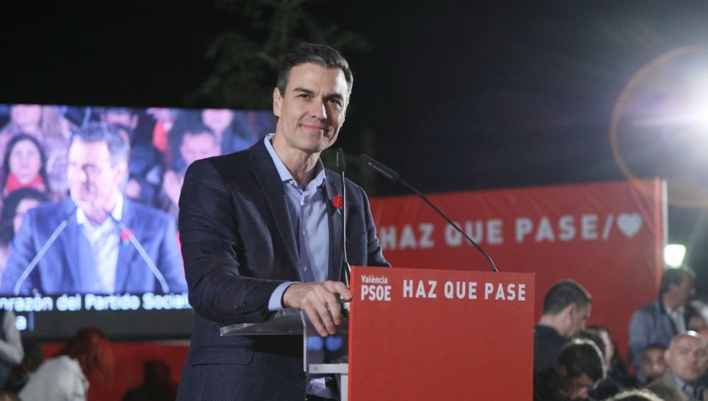 Pedro Sánchez en el cierre de campaña del PSOE
