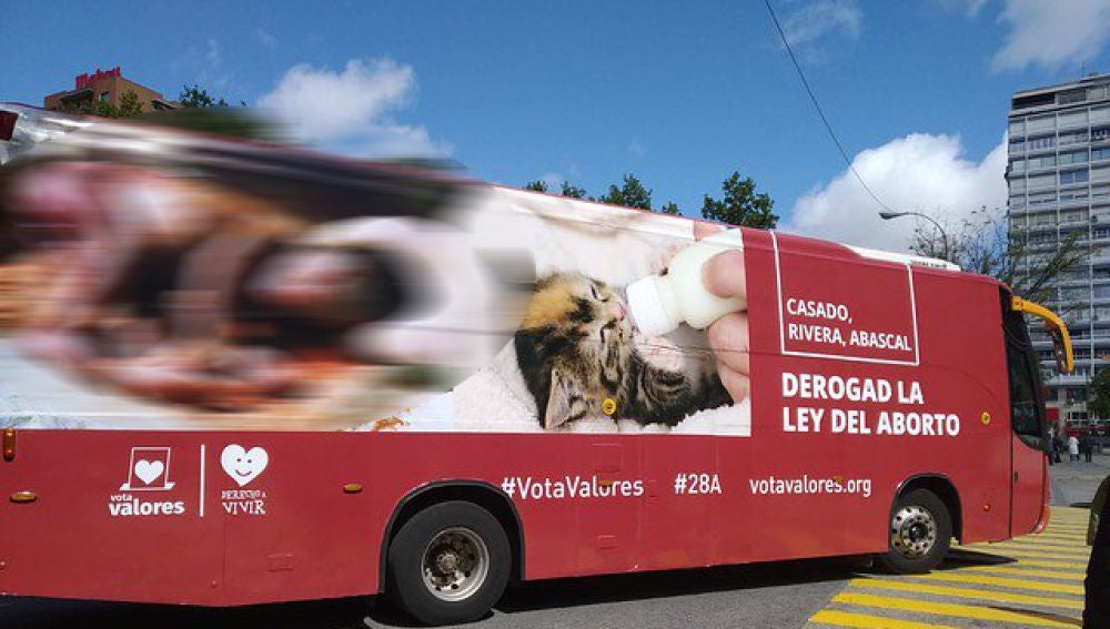 Imagen del nuevo autobús lanzado por Hazte Oír contra la ley del aborto