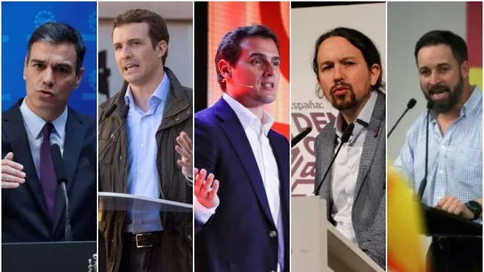Principales candidatos a las elecciones Último día de campaña: los principales candidatos eligen Madrid y Valencia para sus mítines de cierre