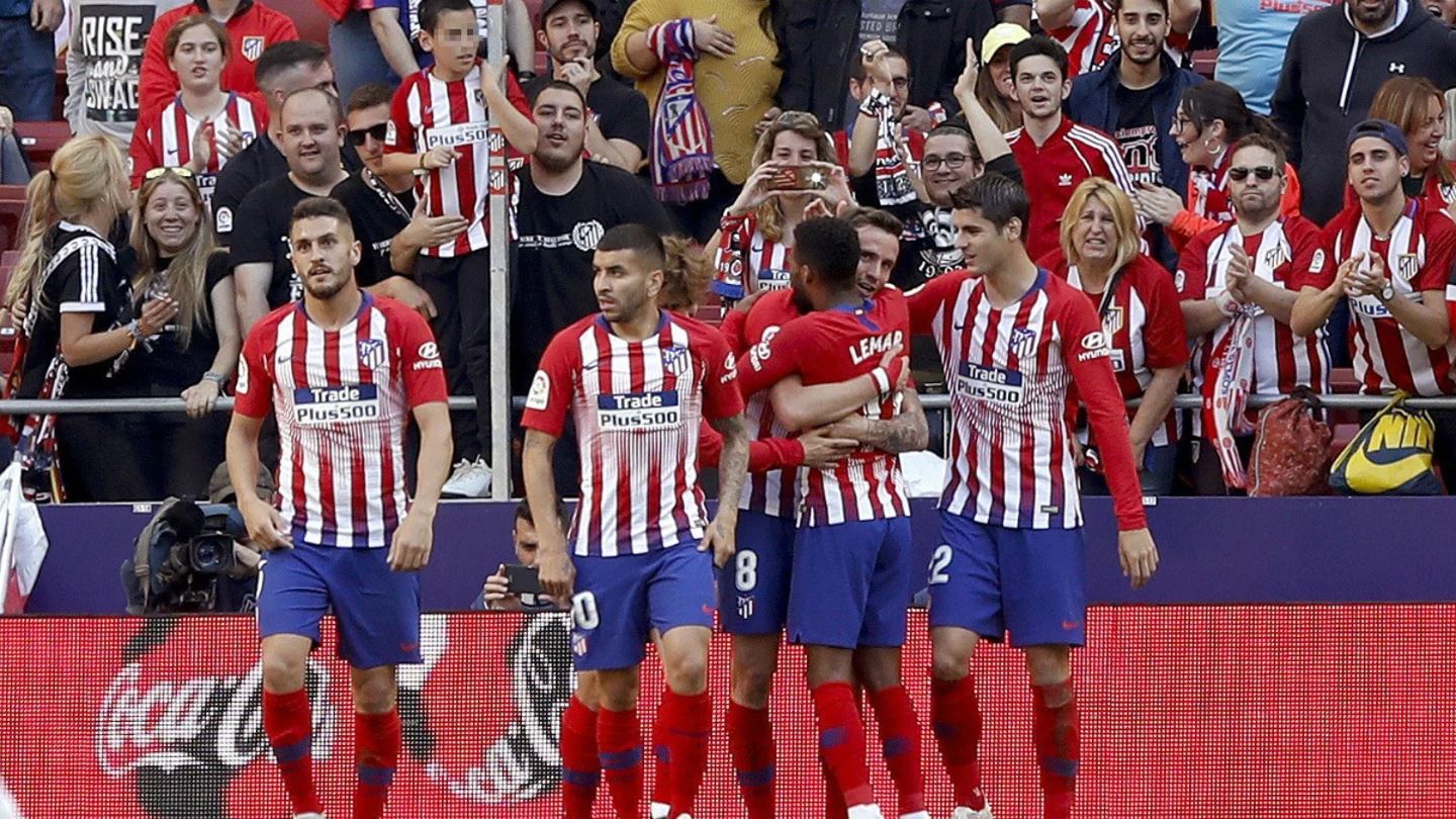 El Atlético celebra un gol El Atlético celebra un gol