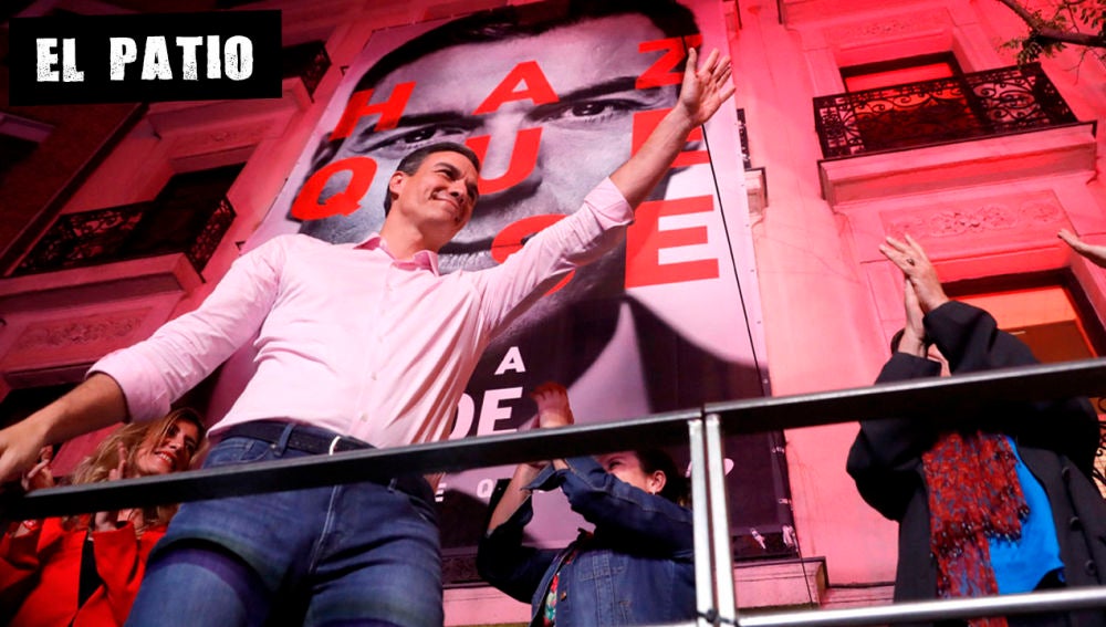 Pedro Sánchez en Ferraz tras la victoria electoral