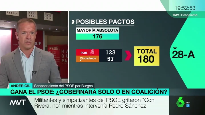 Ander Gil, tras la victoria socialista en el 28A: "La tarea no está concluida, hay una segunda vuelta en las autonómicas y municipales"