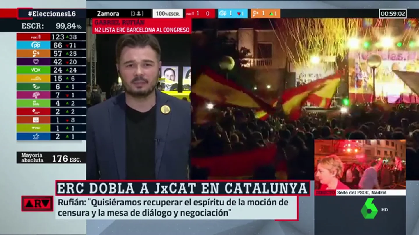 Gabriel Rufián: "En Cataluña tenemos claro que al fascismo se le combate y se le destruye" Gabriel Rufián: "En Cataluña tenemos claro que al fascismo se le combate y se le destruye"