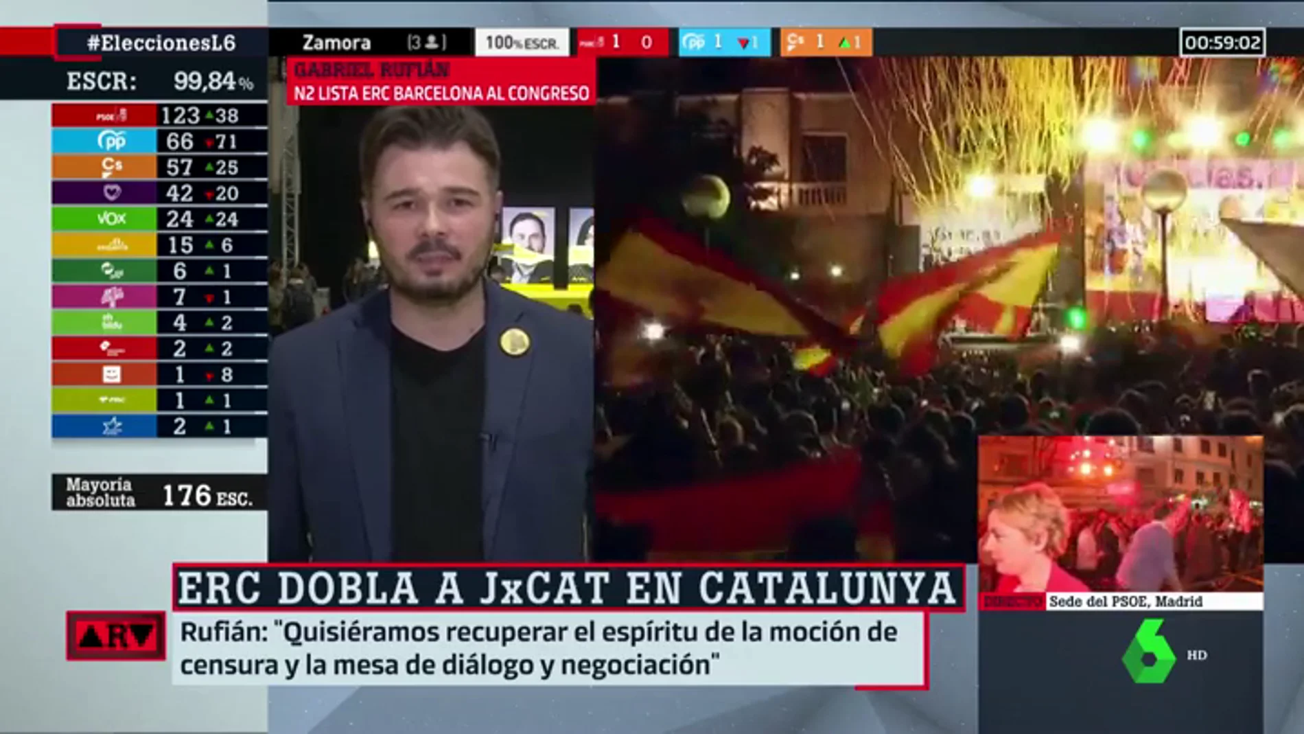 Gabriel Rufián: "En Cataluña tenemos claro que al fascismo se le combate y se le destruye"