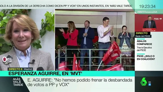 Esperanza Aguirre: "Muchos españoles no estamos de acuerdo con que Sánchez gobierne con los comunistas de Podemos" Esperanza Aguirre: "Muchos españoles no estamos de acuerdo con que Sánchez gobierne con los comunistas de Podemos"