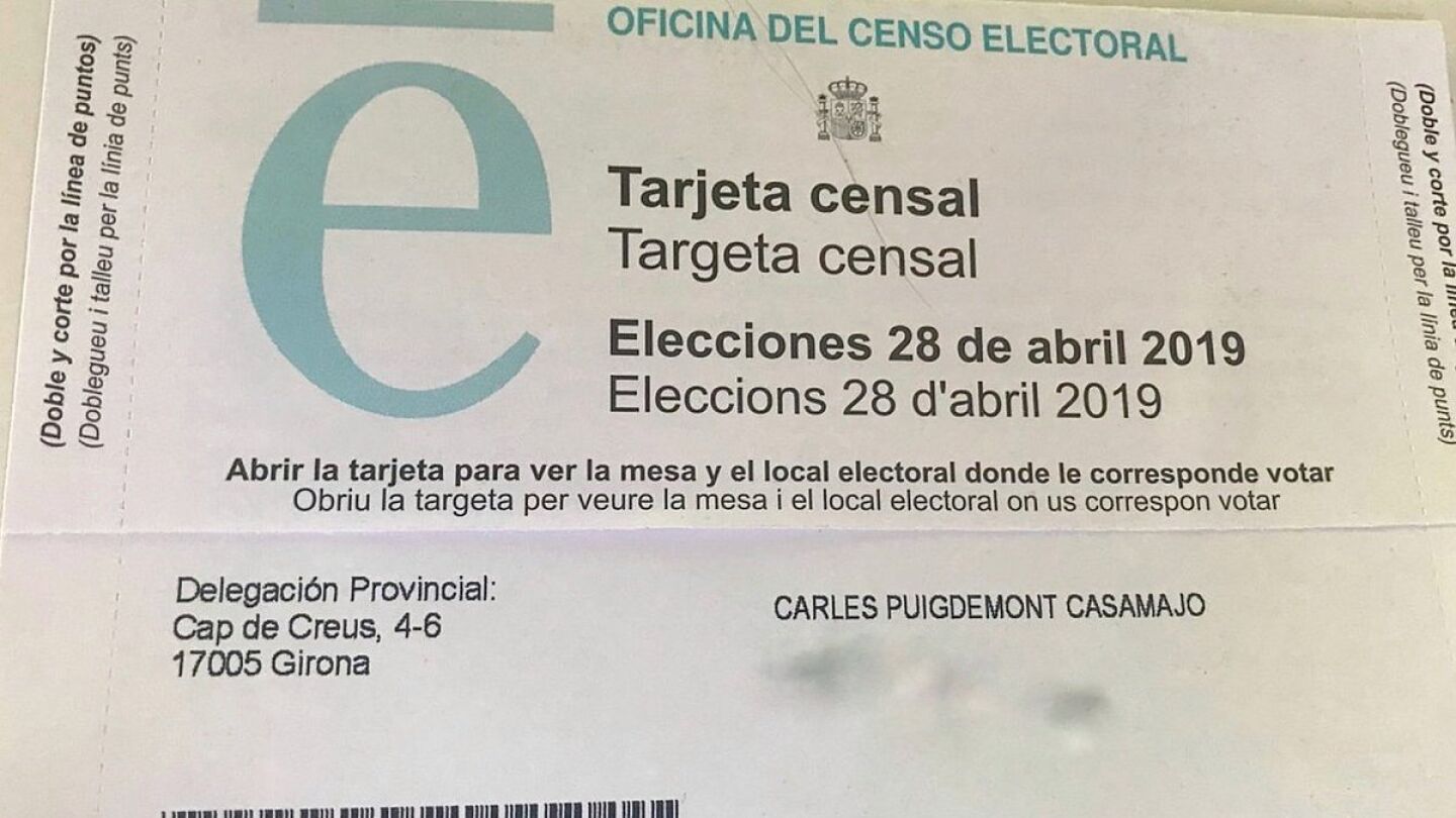 Tarjeta censal de Puigdemont
