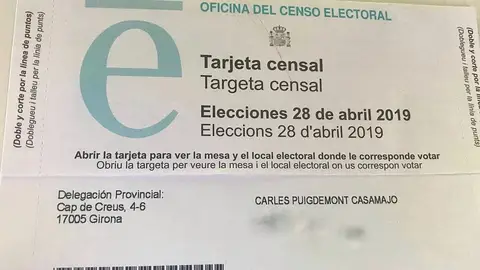 Tarjeta censal de Puigdemont Tarjeta censal de Puigdemont