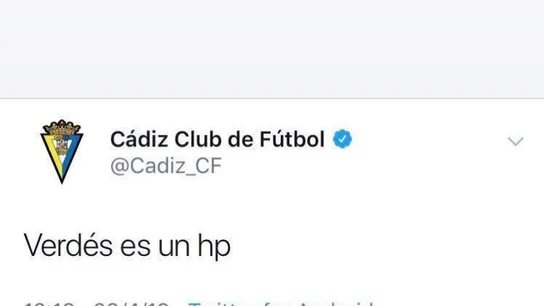 El tweet publicado por el Cádiz El tweet publicado por el Cádiz
