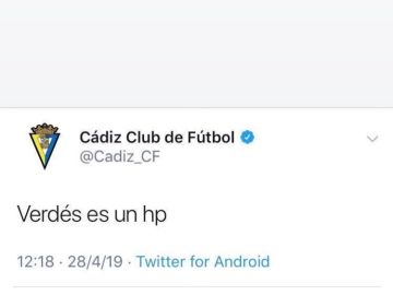 El tweet publicado por el Cádiz El tweet publicado por el Cádiz