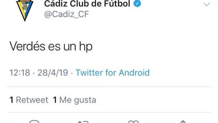 El tweet publicado por el Cádiz