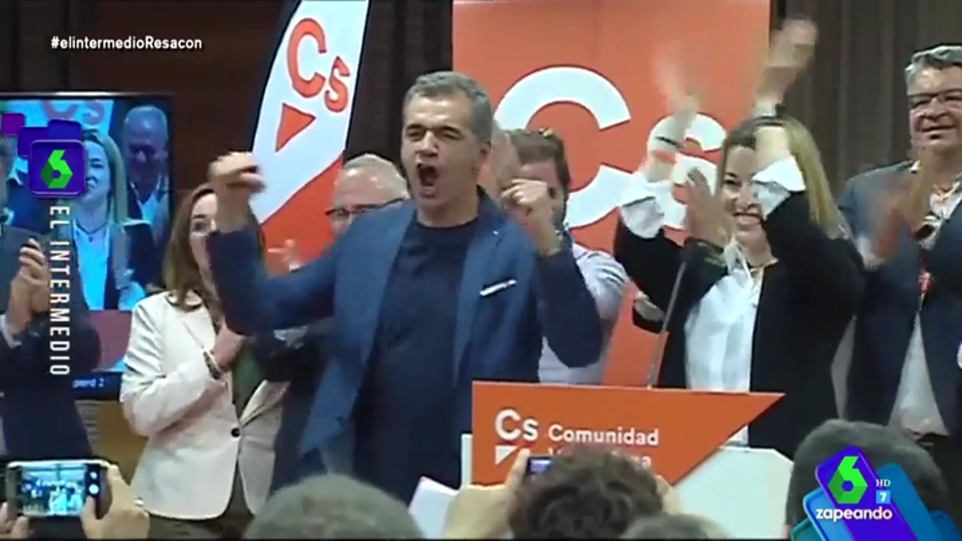 La euforia de Toni Cantó con la tercera posición de Ciudadanos en la Comunidad Valenciana