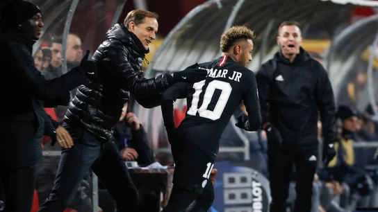 Tuchel felicita a Neymar tras un gol Tuchel felicita a Neymar tras un gol