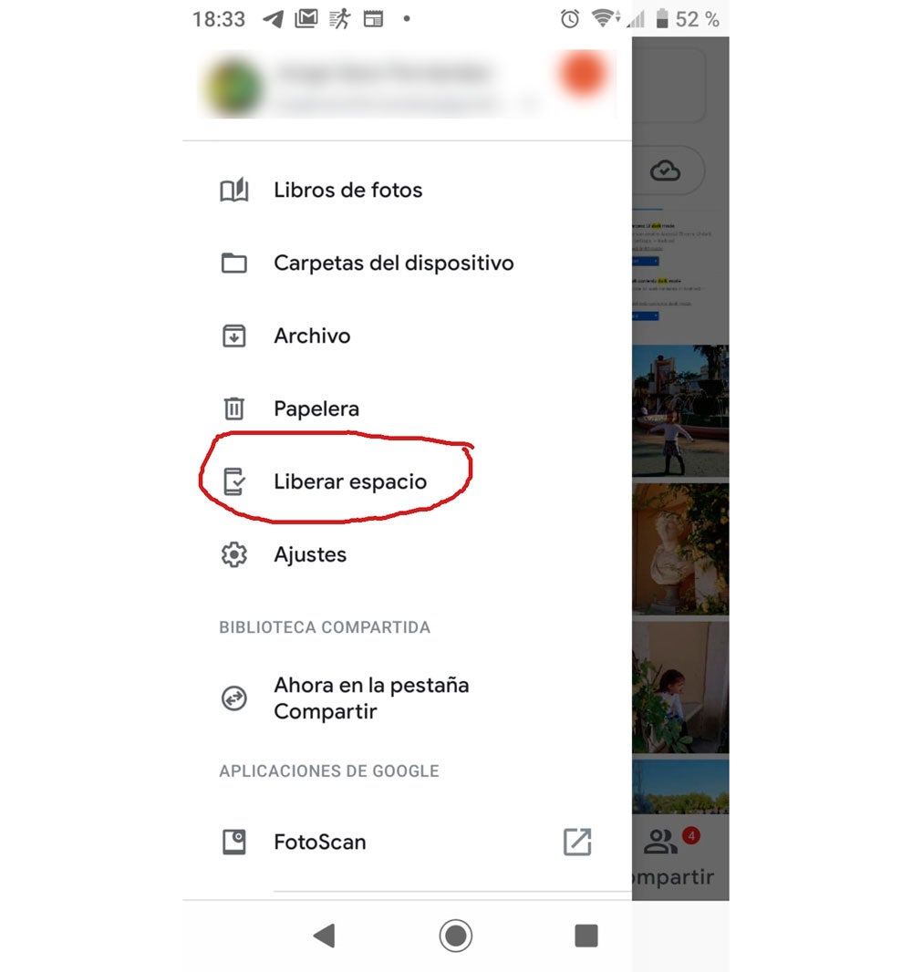 Desde esta zona de Google Fotos podemos liberar espacio fácilmente