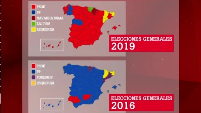 Evolución del mapa político de 2016 a 2019