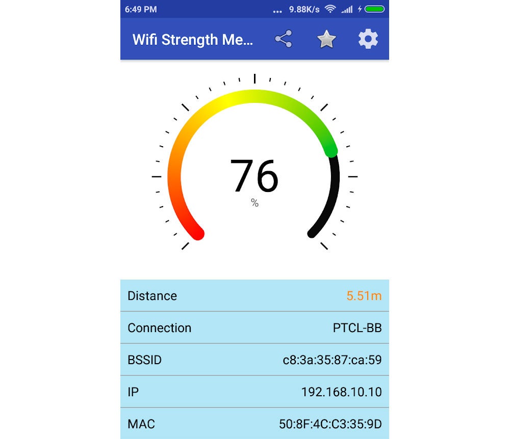 Aquí podemos ver la intensidad de la señal del router