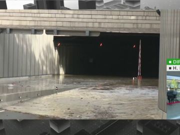 La rotura de una tubería provoca la inundación de una carretera cercana al aeropuerto de Barajas La rotura de una tubería provoca la inundación de una carretera cercana al aeropuerto de Barajas