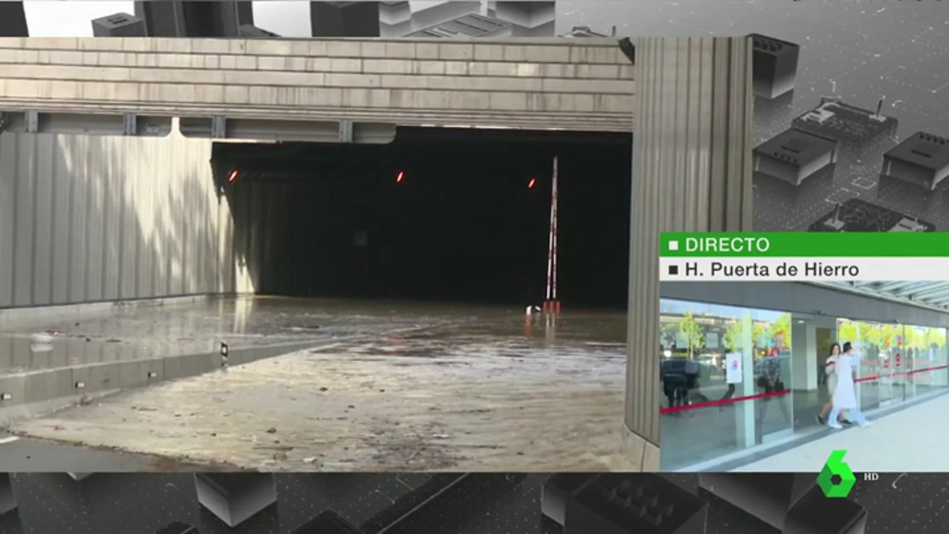 La rotura de una tubería provoca la inundación de una carretera cercana al aeropuerto de Barajas