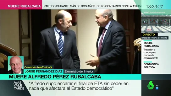 Rucalcaba con Fernández Díaz en una foto de archivo Jorge Fernández Díaz: "Sin Alfredo Pérez Rubalcaba no se entendería el final de ETA"