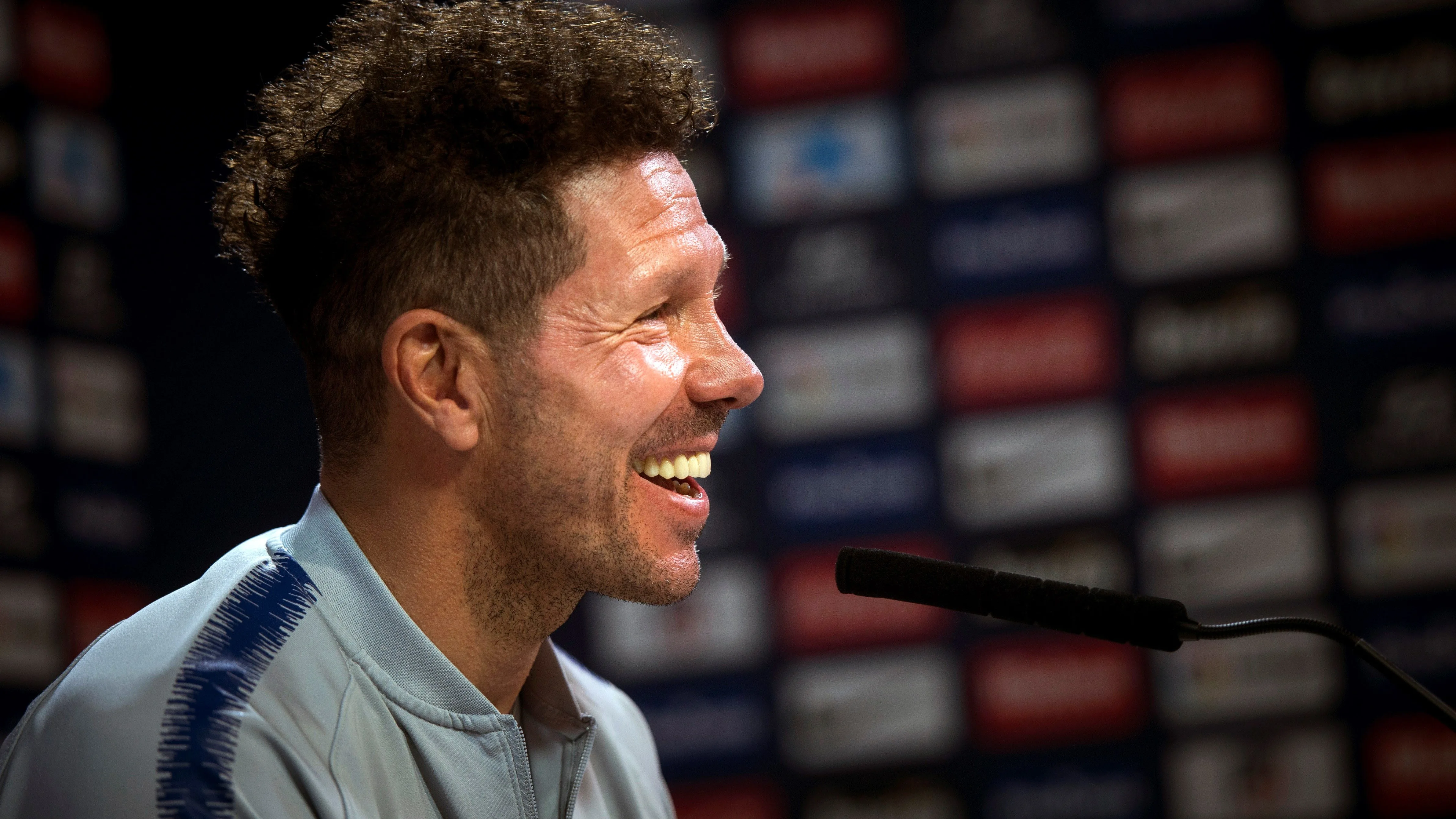 Simeone, sonriente en rueda de prensa