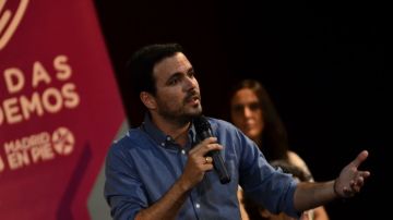 Alberto Garzón durante un acto electoral