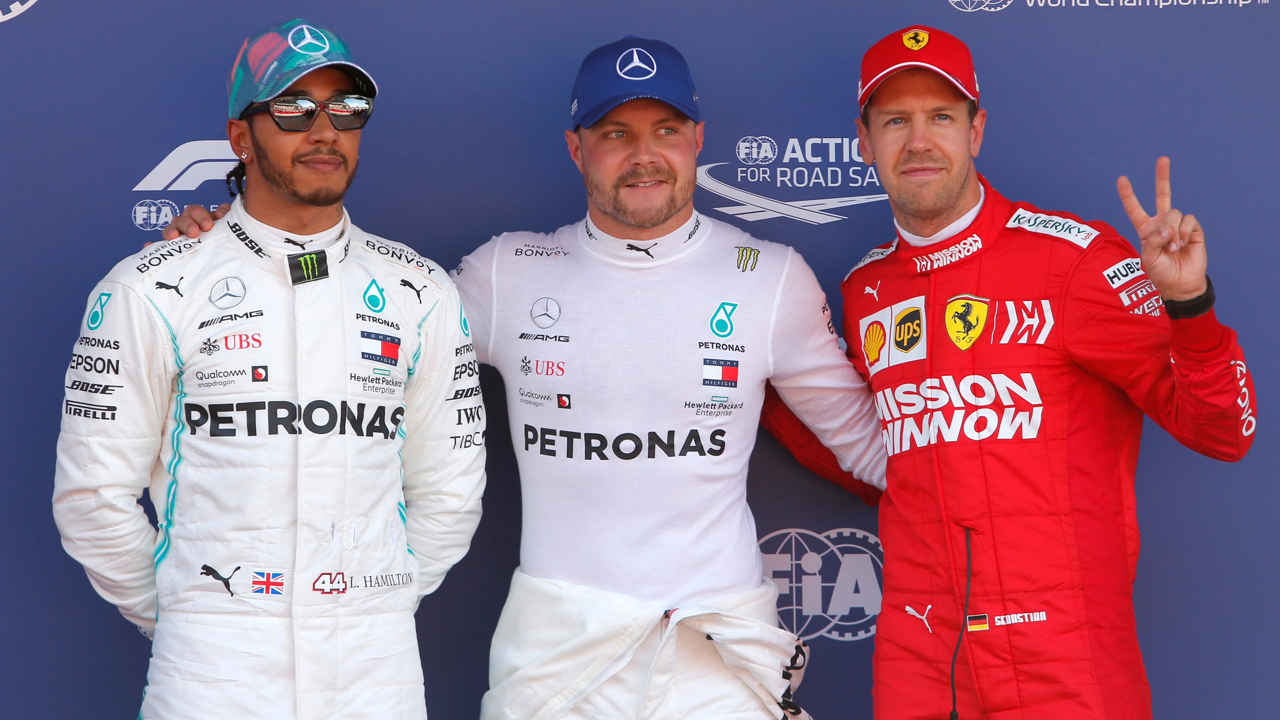 Hamilton, Bottas y Vettel, tras la clasificación del GP de España