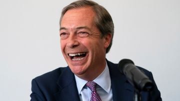 El líder del Partido del Brexit, Nigel Farage, durante una rueda de prensa