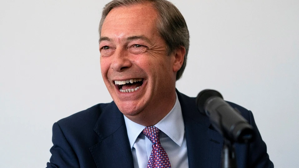 El líder del Partido del Brexit, Nigel Farage, durante una rueda de prensa