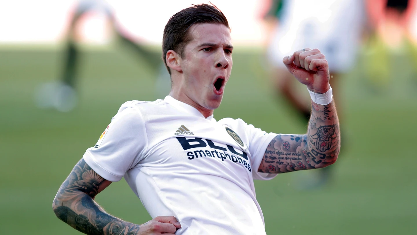 Santi Mina celebra su gol contra el Alavés Santi Mina celebra su gol contra el Alavés