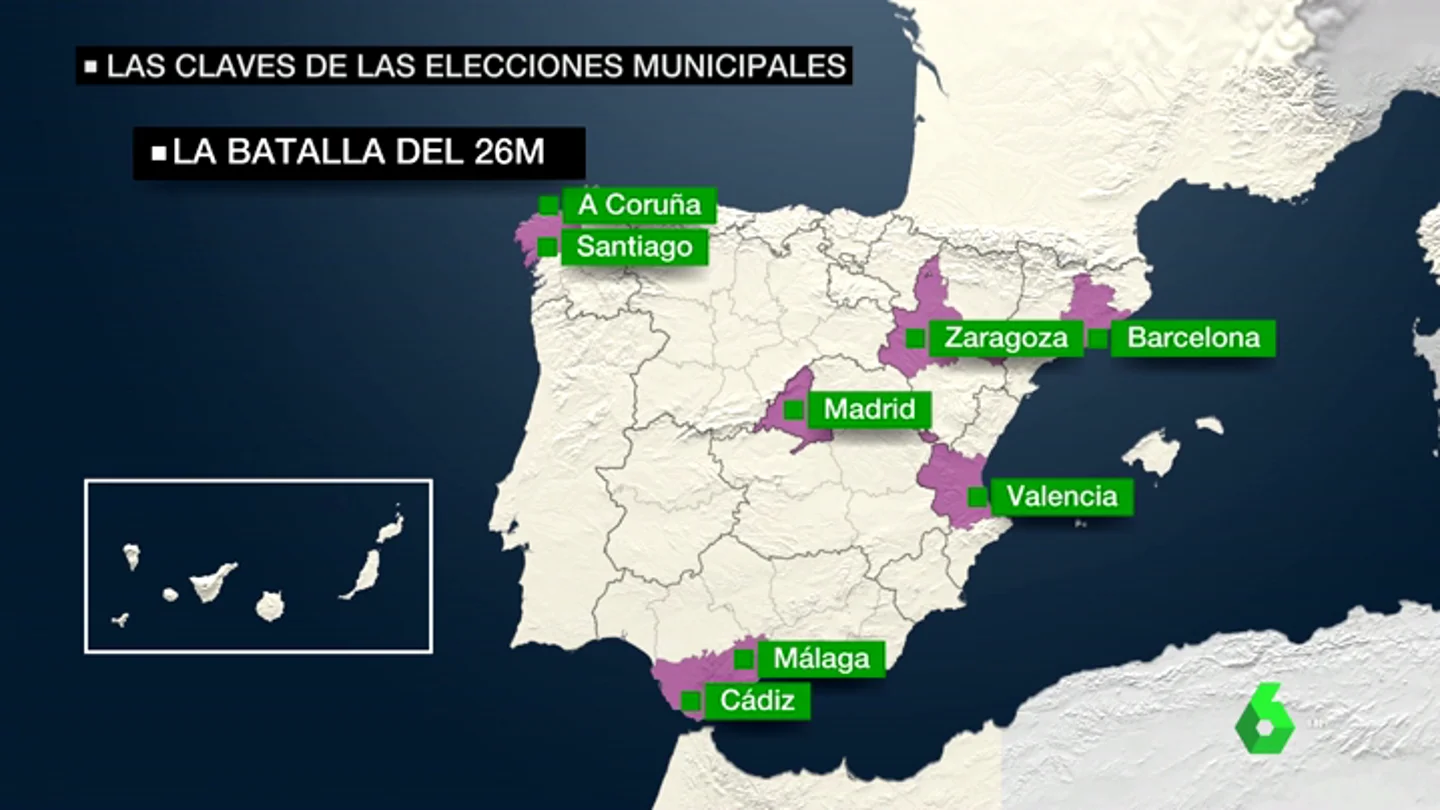 Barcelona, Madrid, Zaragoza, Valencia, Cádiz, Málaga, Santiago y A Coruña: esto es lo que puede pasar tras las municipales Barcelona, Madrid, Zaragoza, Valencia, Cádiz, Málaga, Santiago y A Coruña: esto es lo que puede pasar tras las municipales