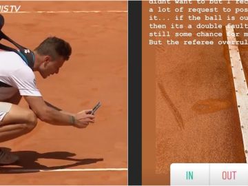 Marton Fucsovics sacando una fotografía al bote de la pelota Marton Fucsovics sacando una fotografía al bote de la pelota