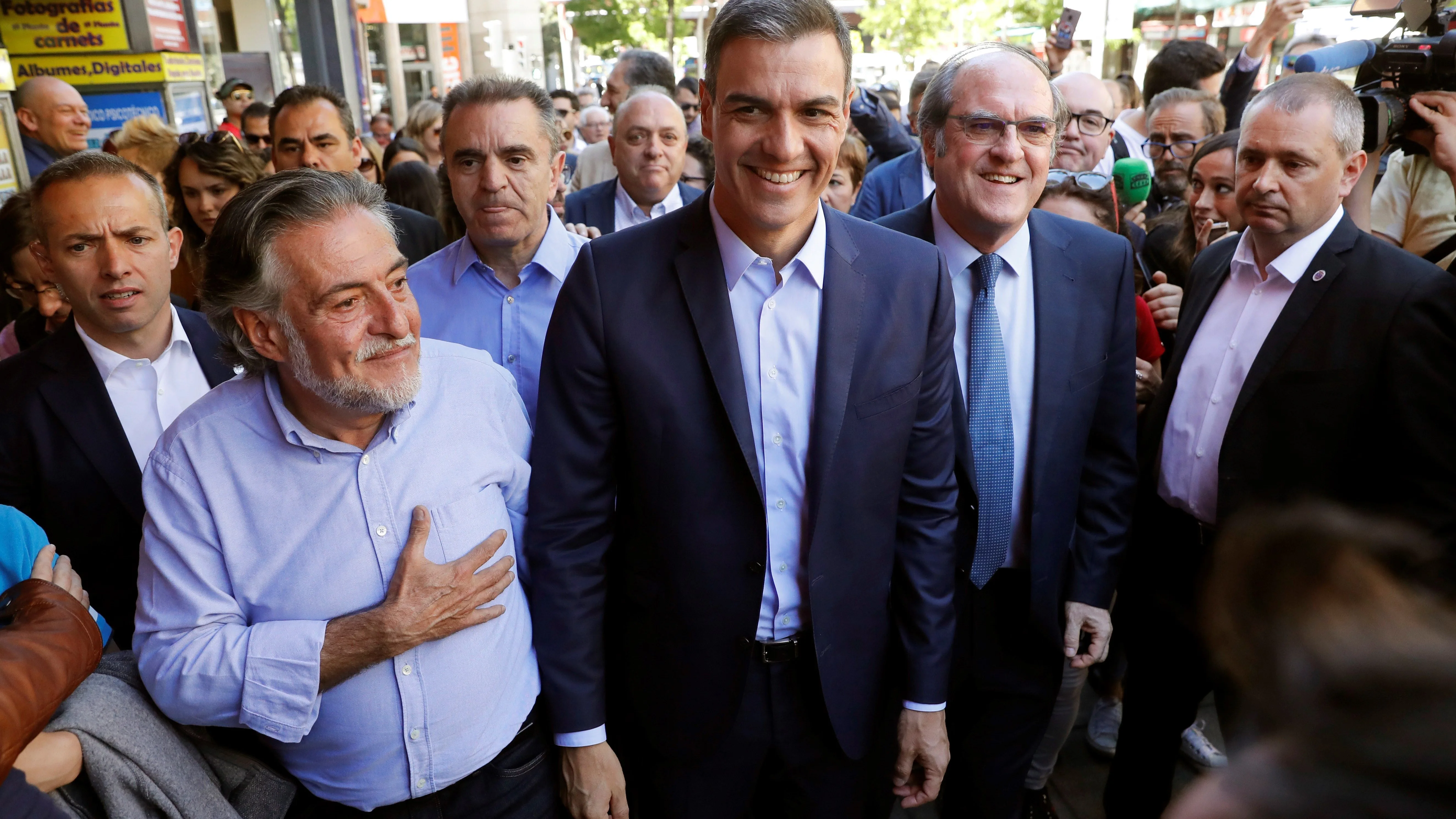 Pedro Sánchez en un acto de campaña del 26M