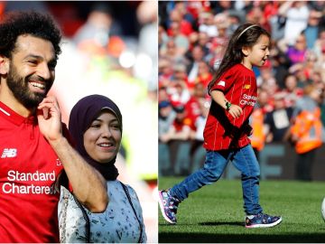 Mohamed Salah, su mujer y su hija en Anfield Mohamed Salah, su mujer y su hija en Anfield