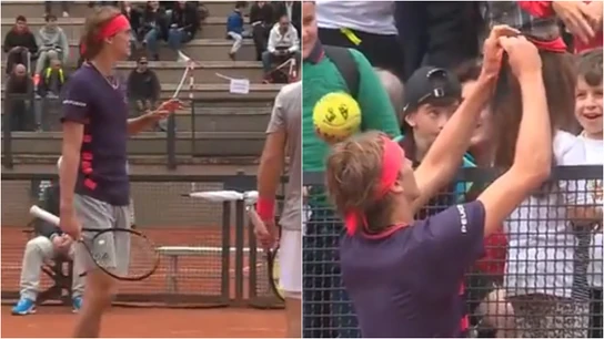 Alexander Zverev y su bonito gesto con una niña en el Masters de Roma Alexander Zverev y su bonito gesto con una niña en el Masters de Roma