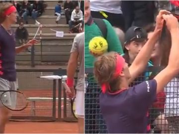 Alexander Zverev y su bonito gesto con una niña en el Masters de Roma Alexander Zverev y su bonito gesto con una niña en el Masters de Roma