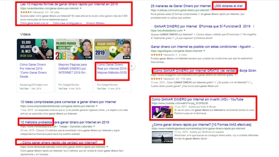 Imagen de resultados de Google al buscar "Ganar dinero en Internet". Imagen de resultados de Google al buscar "Ganar dinero en Internet".