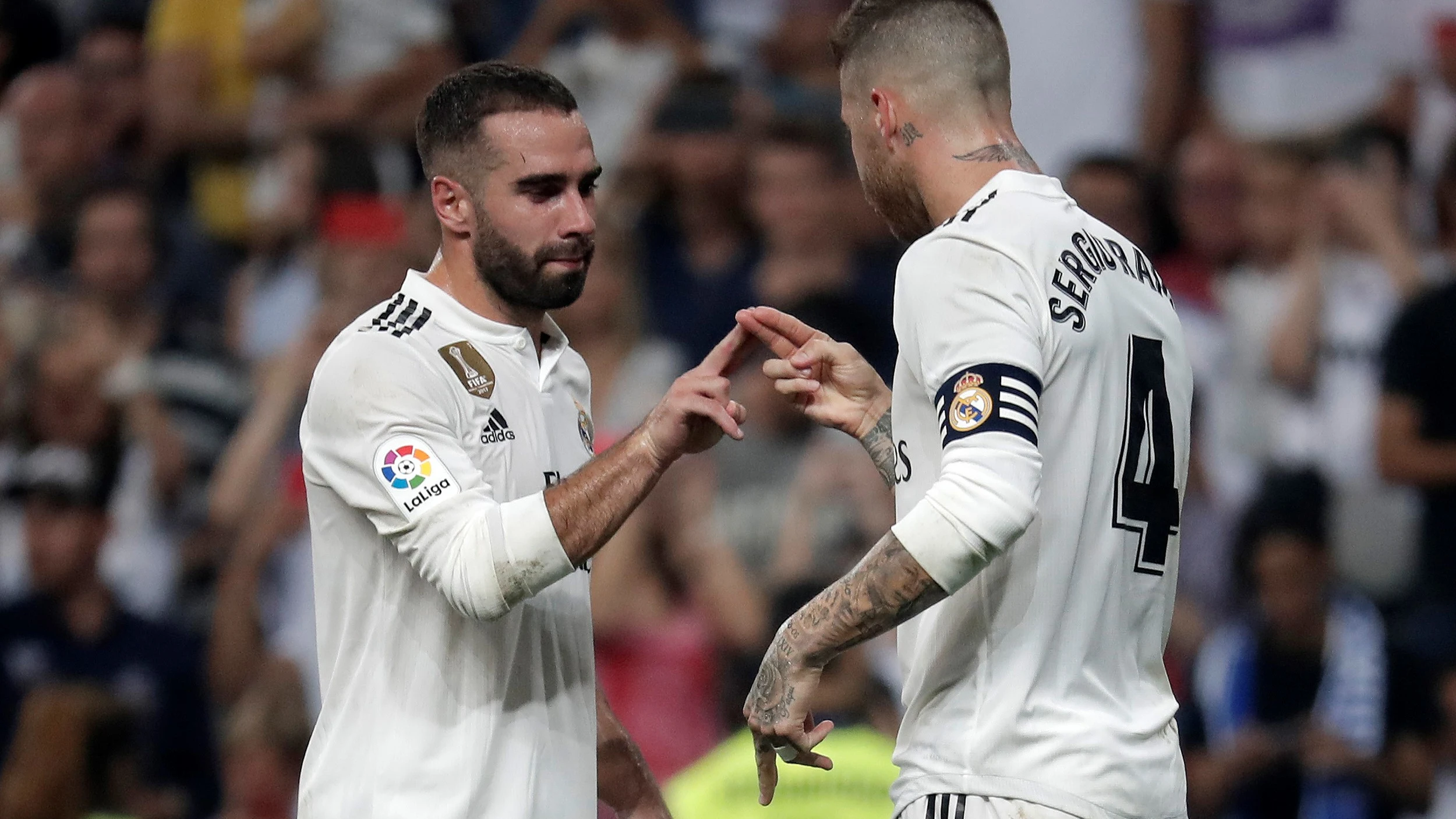 Carvajal y Sergio Ramos, durante un partido con el Real Madrid