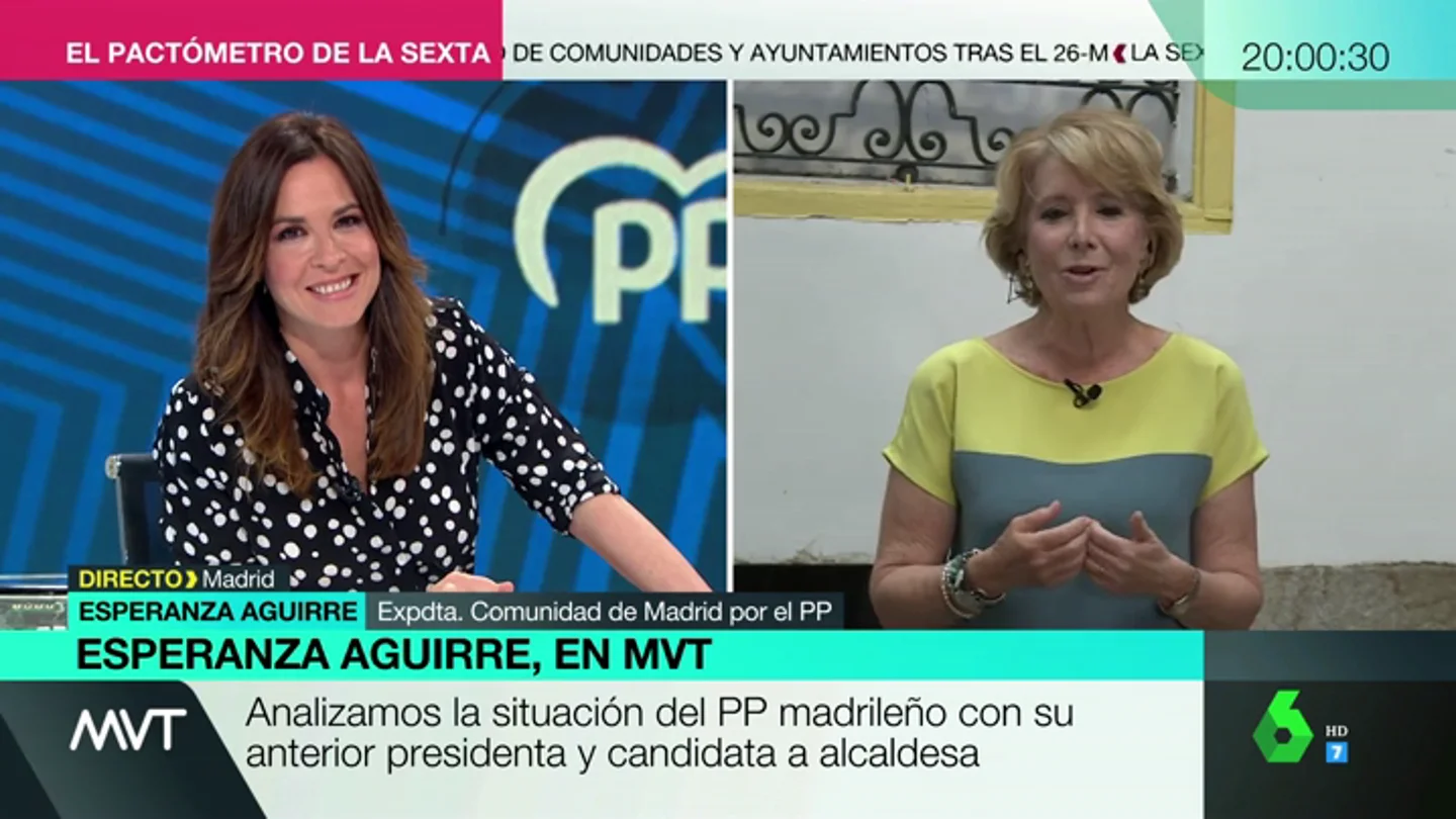 Esperanza Aguirre se ofrece como tertuliana de Más Vale Tarde en plena entrevista con Mamen Mendizábal Esperanza Aguirre se ofrece como tertuliana de Más Vale Tarde en plena entrevista con Mamen Mendizábal