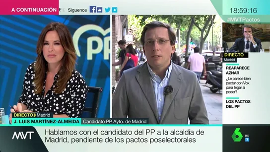 José Luis Martínez-Almeida: "Me identifico con los votantes de Vox en Madrid, que vienen del PP y no son ultraderechistas". José Luis Martínez-Almeida: "Me identifico con los votantes de Vox en Madrid, que vienen del PP y no son ultraderechistas".