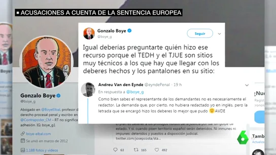 Cruce de reproches en el Parlament y entre los abogados de Junqueras y Puigdemont por la sentencia de Estrasburgo Cruce de reproches en el Parlament y entre los abogados de Junqueras y Puigdemont por la sentencia de Estrasburgo