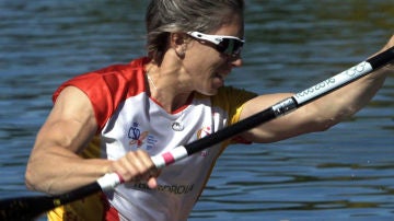 Teresa Portela durante un entrenamiento en Pontevedra.
