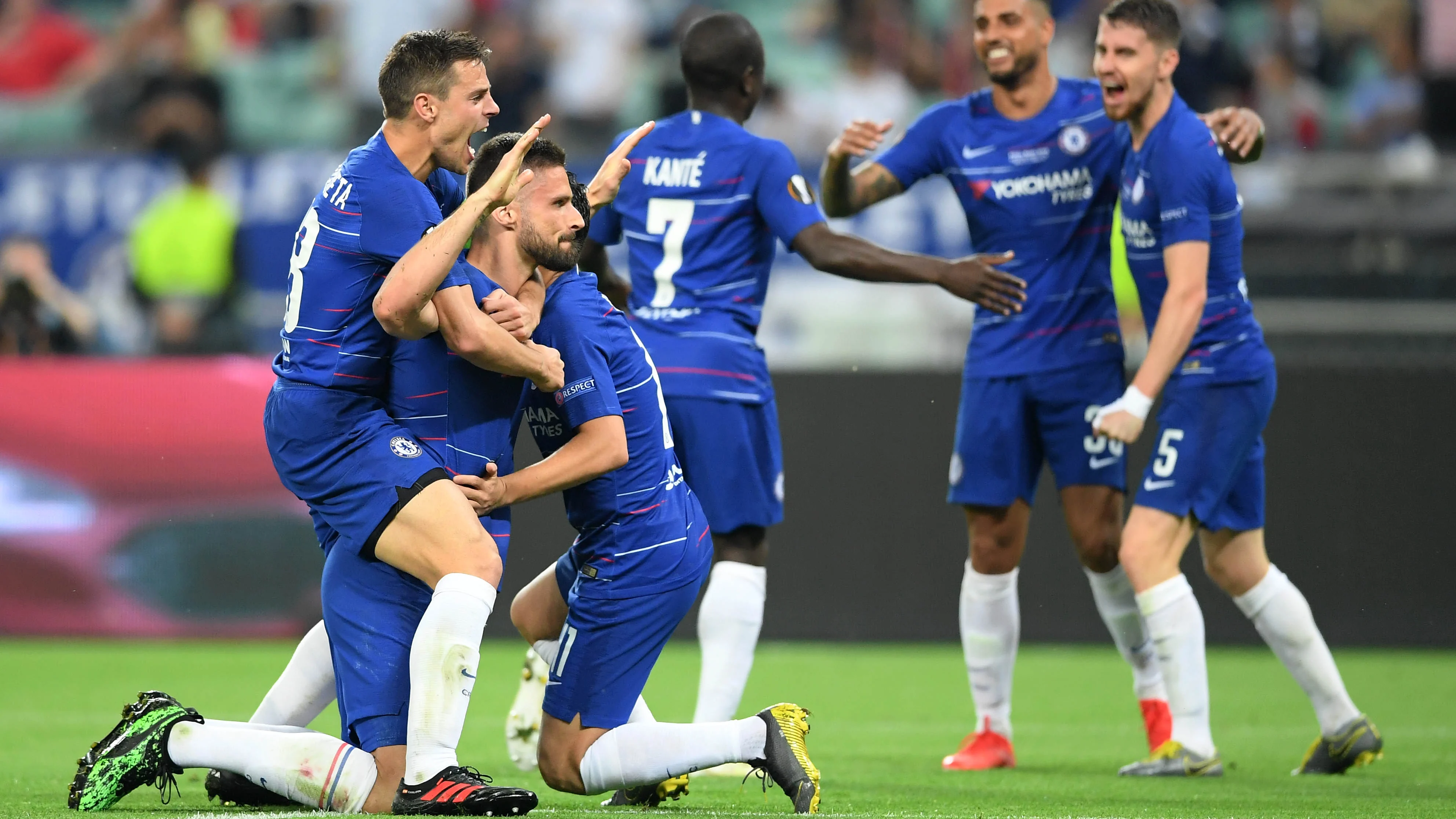 Los jugadores del Chelsea celebran un gol