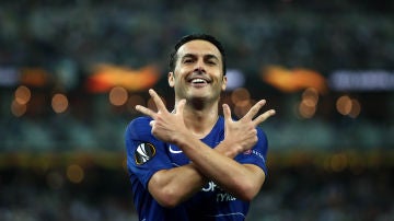 Pedro celebra uno de sus goles con el Chelsea