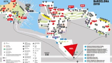 Mapa del recinto y espacios destinados al Primavera Sound 2019 en Barcelona.