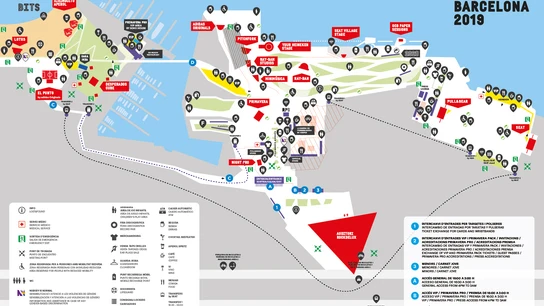 Mapa del recinto y espacios destinados al Primavera Sound 2019 en Barcelona. Mapa del recinto y espacios destinados al Primavera Sound 2019 en Barcelona.