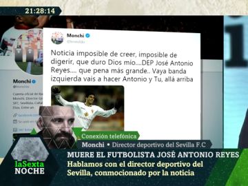 El emotivo recuerdo de Monchi a José Antonio Reyes: "Era el típico compañero de vestuario que siempre sumaba" El emotivo recuerdo de Monchi a José Antonio Reyes: "Era el típico compañero de vestuario que siempre sumaba"